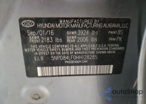 2017 Hyundai Elantra Se from USA, damaged, VIN 5NPD84LF0HH128285